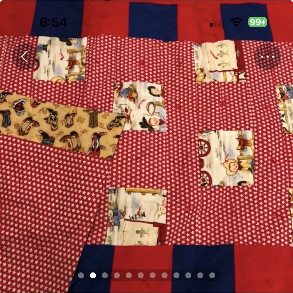 Baby Quilt with Cowboys and Western .  Size 47.5 x 37